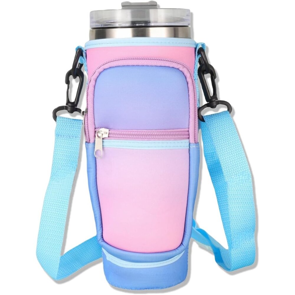 Neoprene Water Bottle Carrier Bag Pocket Adjustable Strap for 40 oz Tumbler